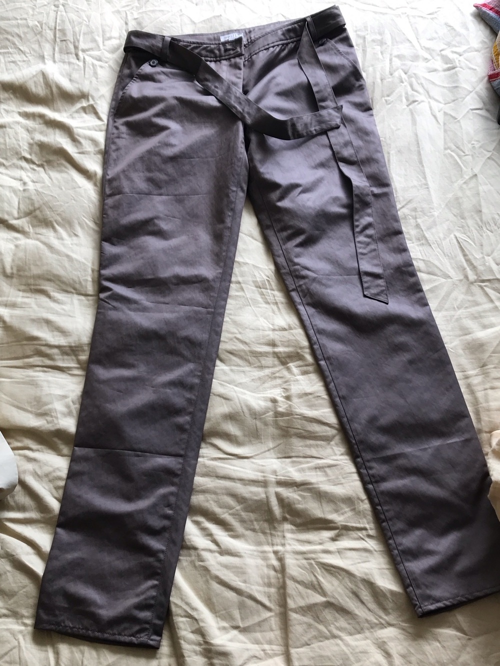 Sleek Taupe Event Pants with Waist Tie